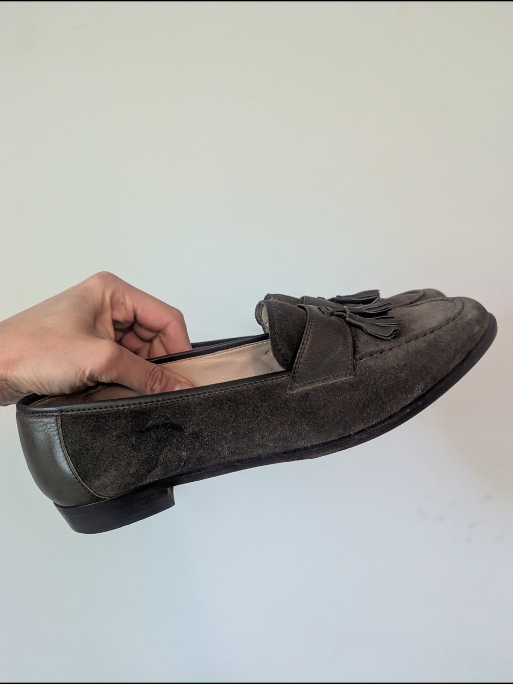Salvatore Ferragamo Men's Gray Suede Tassel Loafers - Picture 2 of 4